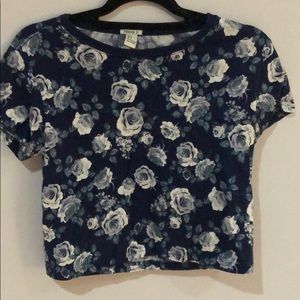 floral blue crop top